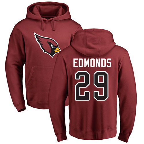 Arizona Cardinals Men Maroon Chase Edmonds Name And Number Logo NFL Football 29 Pullover Hoodie Sweatshirts